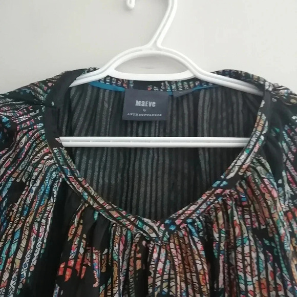Anthropologie Maeve Madeira Boho Satin Shimmer Abstract Paisley Blouse Medium - Picture 11 of 16